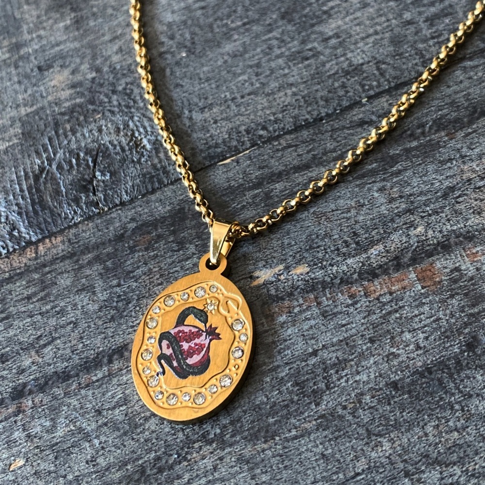 NEW Serpent & Pomegranate Rhinestone Layering Necklace - Picture 1 of 11